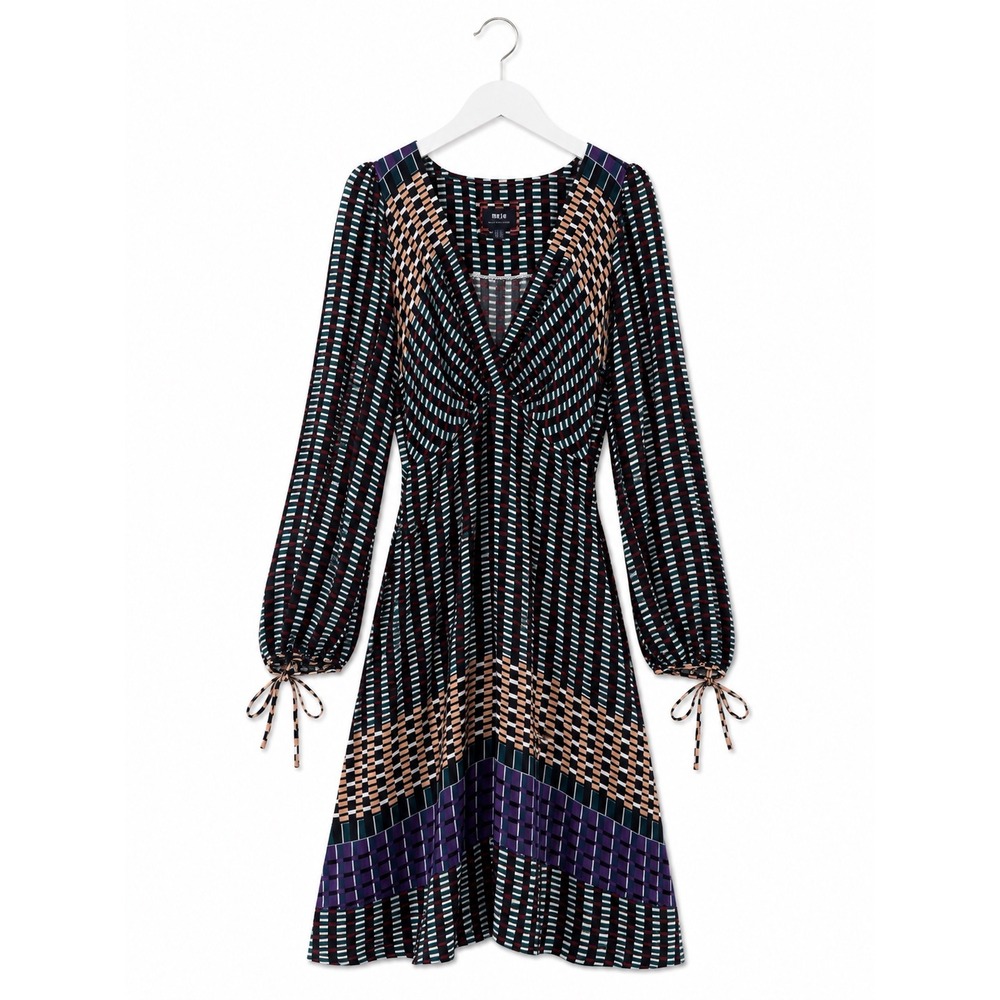 Maeve Anthropologie Womes Gianna Midi Dress f Size 8 Balloon Sleeves Colorful